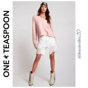 ONE TEASPOON Stevies Long Boyfriend Short White Beauty 25 NWT O-291 *FLAW*